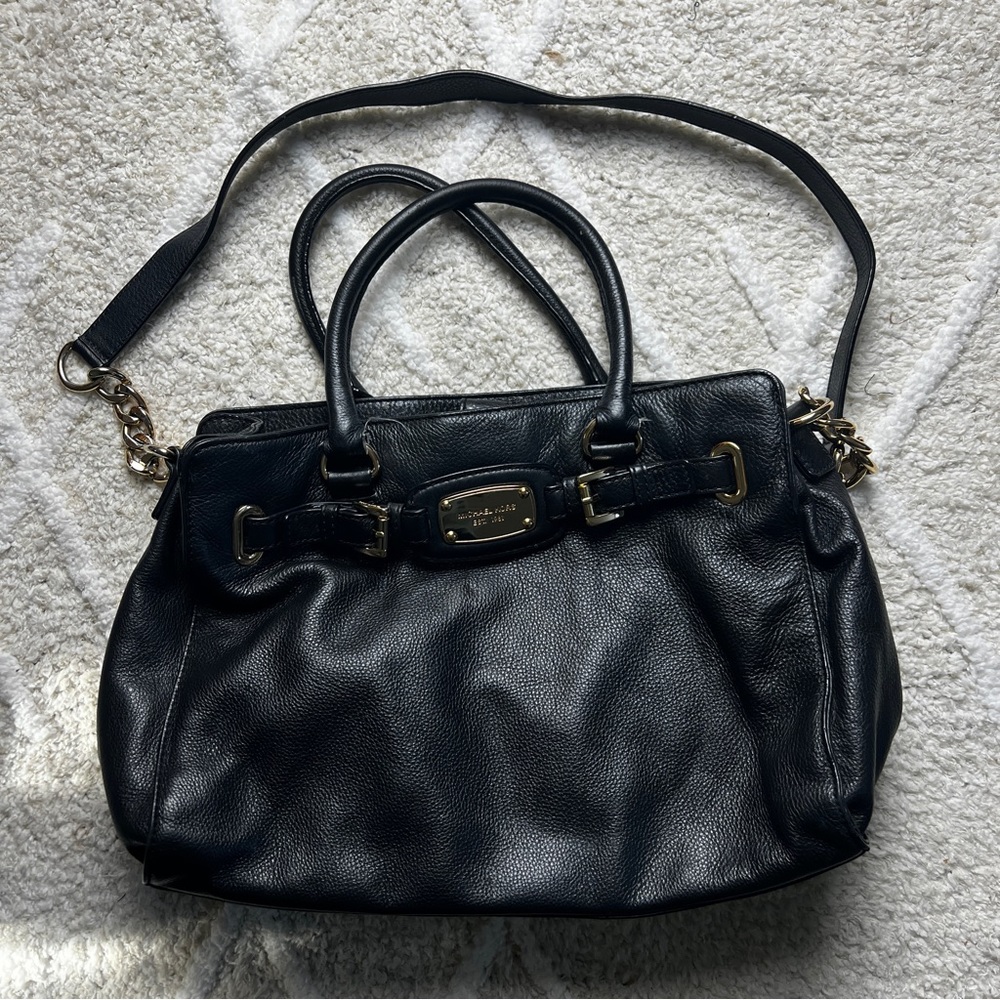 Michael Kors Pebble Soft Black Leather Hamilton Shoulder Bag